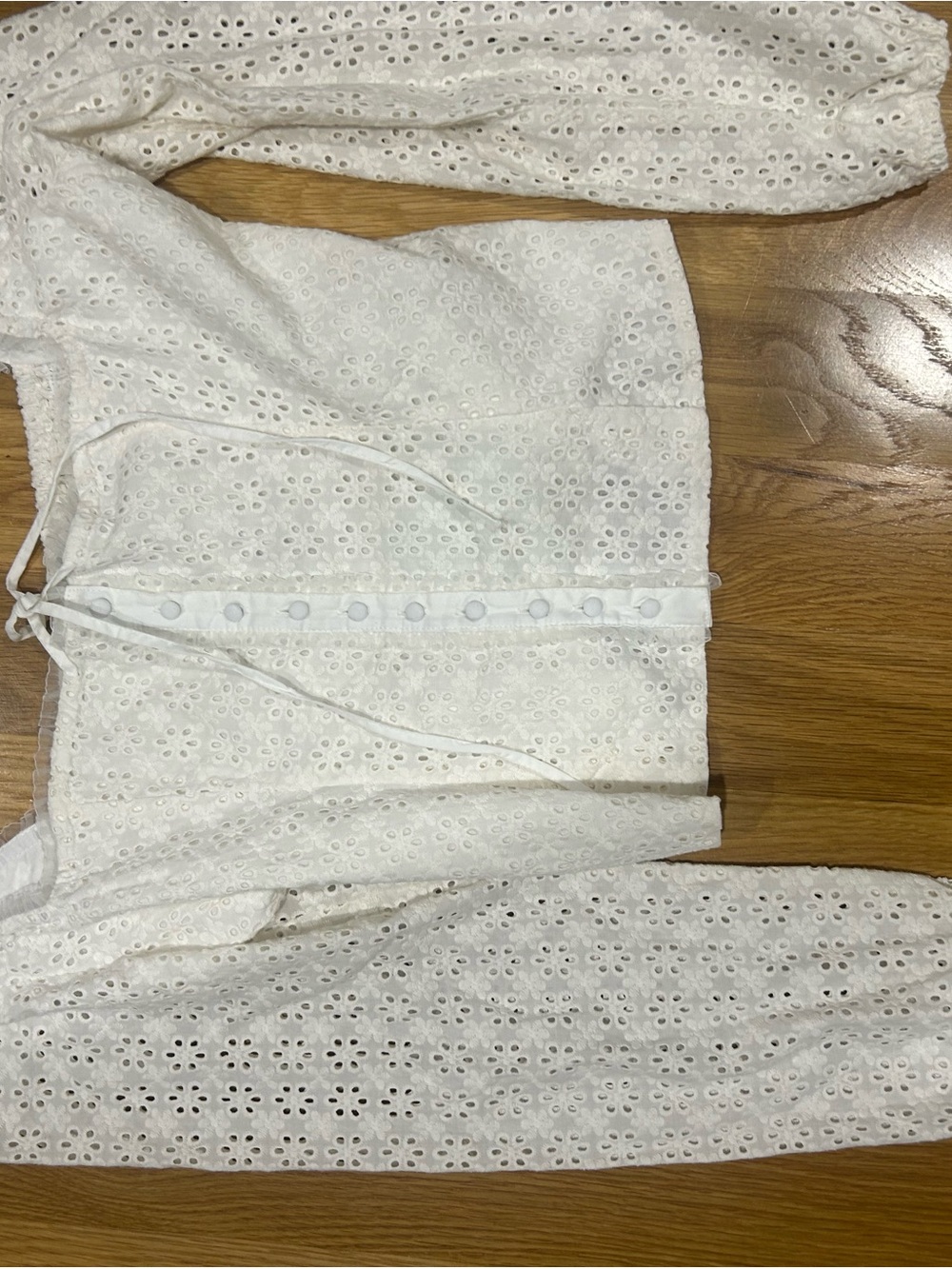 Joie White Cropped Eyelet Tie-Front Top
